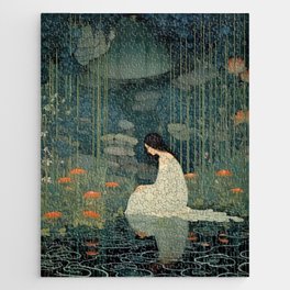 Girl in Pond Jigsaw Puzzle