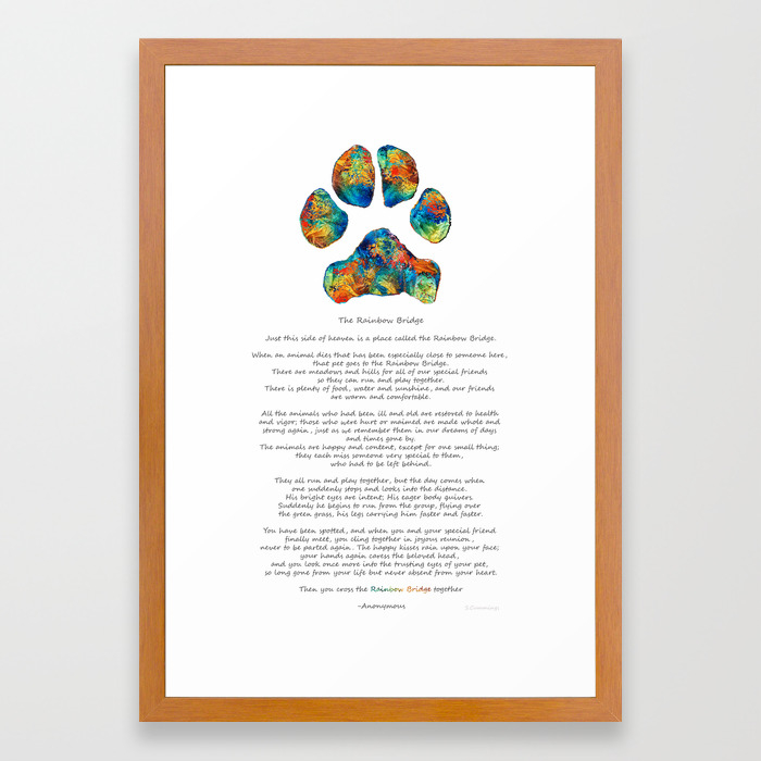 Rainbow Bridge Poem With Colorful Paw Print By Sharon Cummings