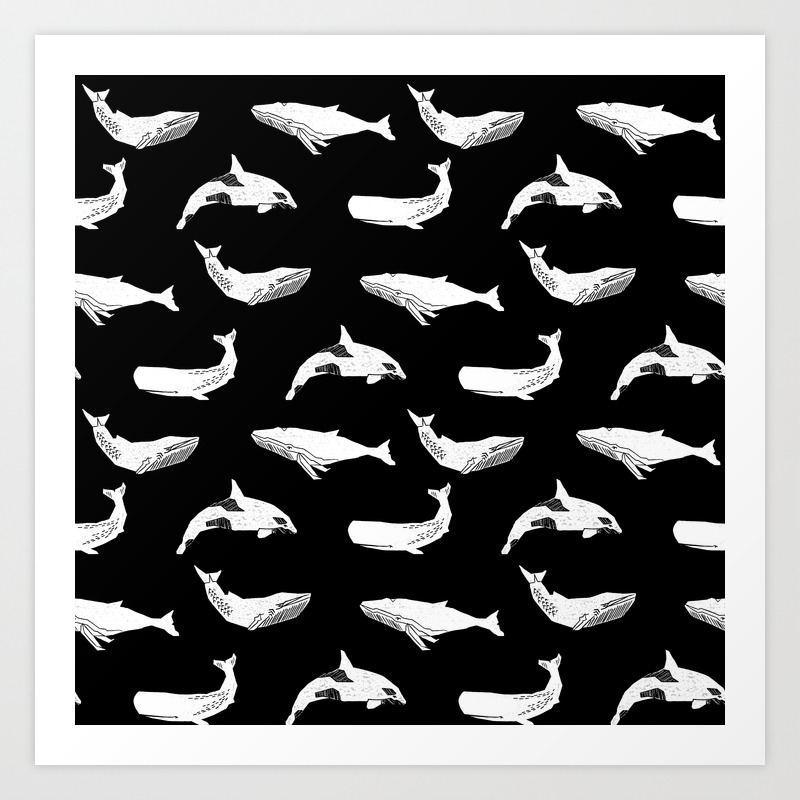 Whales Orcas Sperm Whale Species Ocean Pattern Art Linocut Nature Animals Art Print By Monoo Society6 Big linocut ocean print sea water wave. whales orcas sperm whale species ocean pattern art linocut nature animals art print by monoo