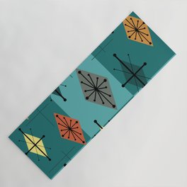 Mid Century Modern Starburst Diamonds Turquise & Teal Yoga Mat