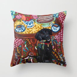 Black Lab named Izzy Throw Pillow