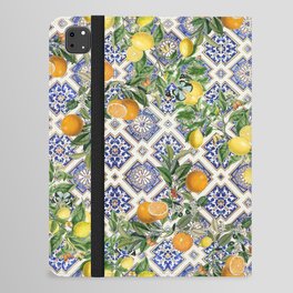 Sicilian Citrus, Mediterranean tiles & vintage lemons & orange fruit pattern iPad Folio Case