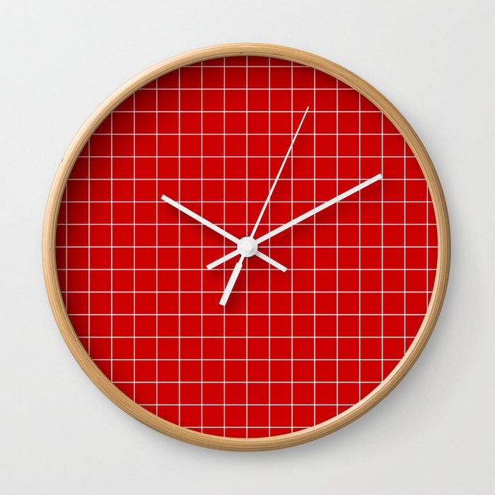 Grid Red Wall Clock