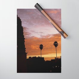 Mexico Photography - A Church And Two Palm Trees In The Sunset Wrapping Paper