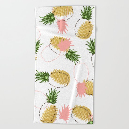 Pineapples & Pine Cones #society6 #decor #buyart Beach Towel