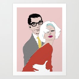 Mid century trendy couple Art Print