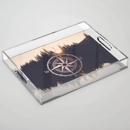 Rose Gold Compass Forest Acrylic Tray