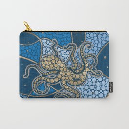 Octopus Aboriginal Dot Art Blue and Gold Carry-All Pouch