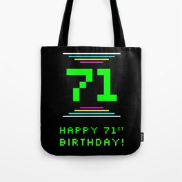 [ Thumbnail: 71st Birthday - Nerdy Geeky Pixelated 8-Bit Computing Graphics Inspired Look Tote Bag ]