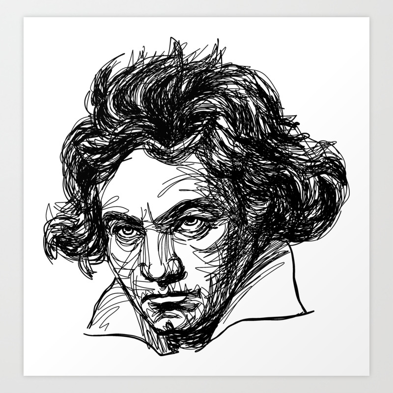 Ludwig Van Beethoven Line Drawing Art Print By Fortissimo6 Society6