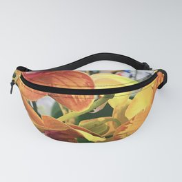 Fine Art Tangerine And Yellow Orchid Floral Arrangement Fanny Pack
