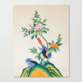 Minhwa: Peony and Two Little Birds  Canvas Print