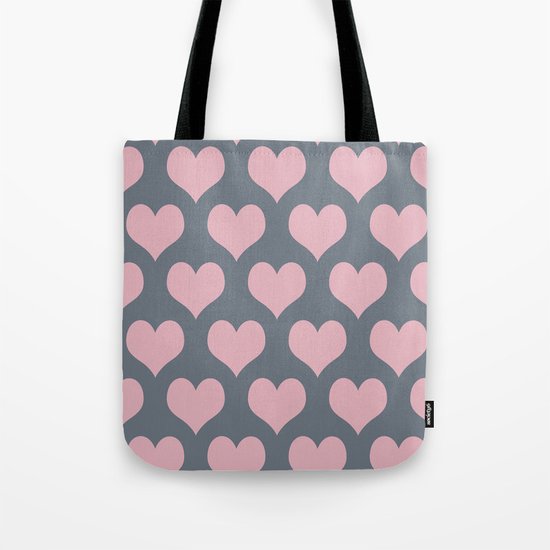 Hearts of Love Coral Pink Gray Tote Bag