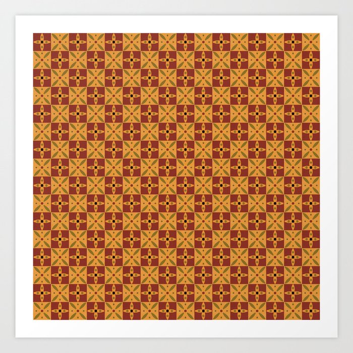 Balinese style aboriginal tile pattern Art Print