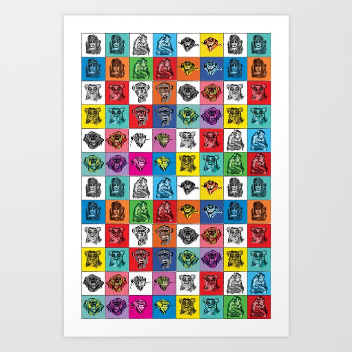 Pop art monkeys Art Print