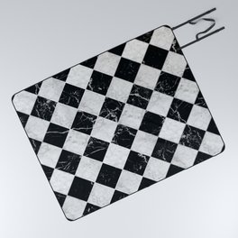 Cubic - Black & White Marble #895 Picnic Blanket