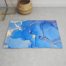 Atmospheric Blue + Gold Abstract Skyview Area & Throw Rug