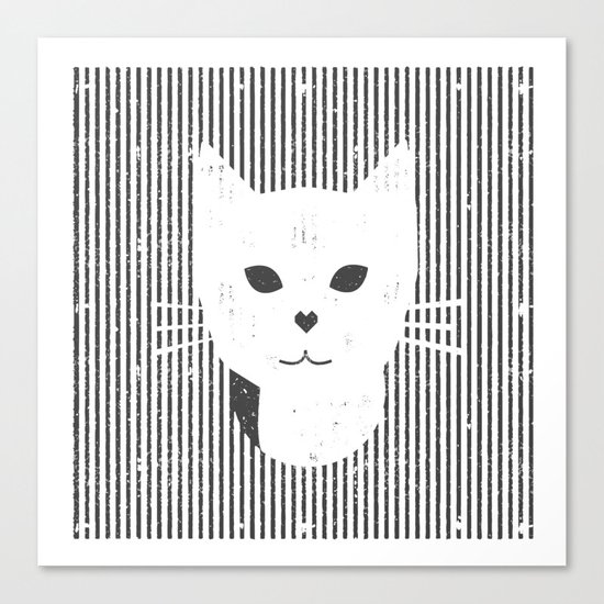 Stripe Kitty Canvas Print