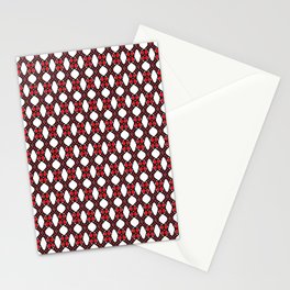 Modern Red White Square Pattern Stationery Cards