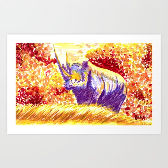 rhino Art Print