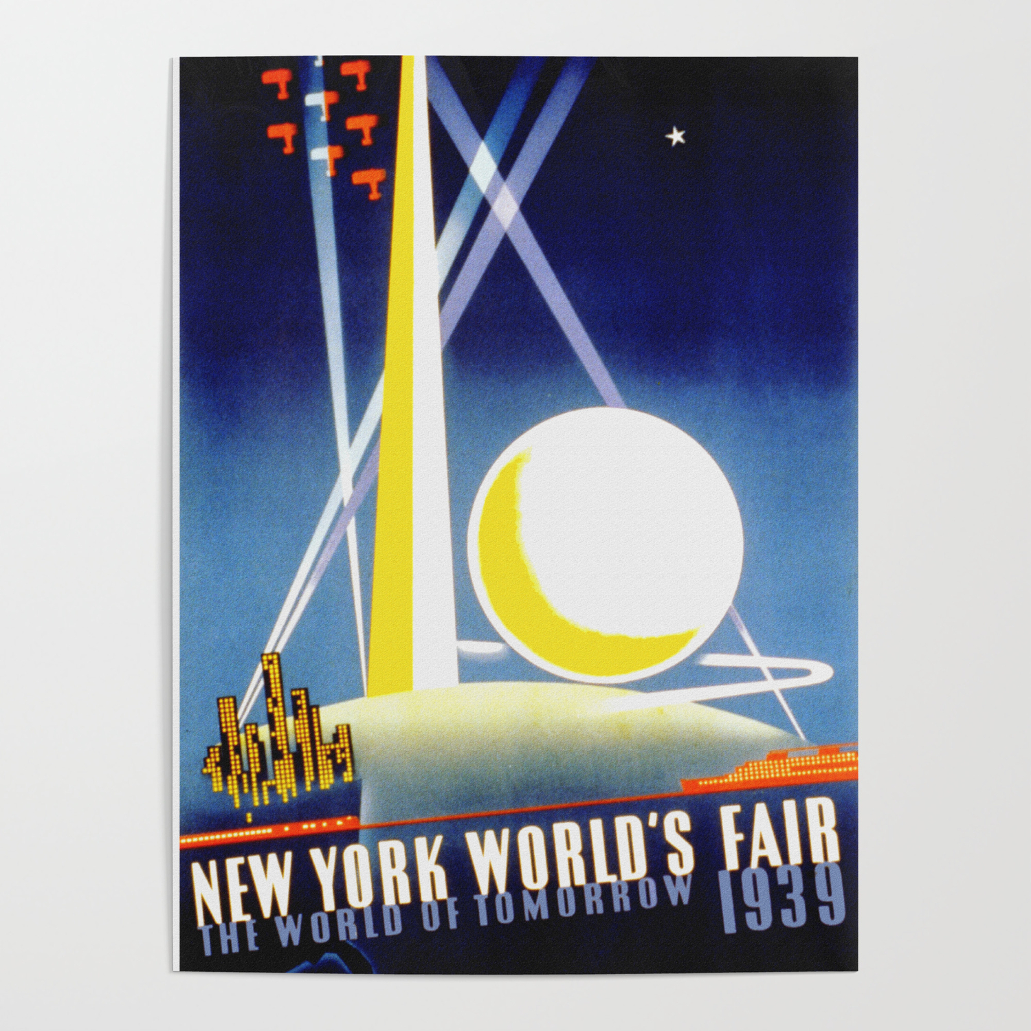 New York City World's Fair 1939 Cunard White Star Travel Advertisement Poster 