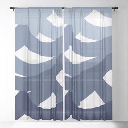 Wave Illustration Sheer Curtain