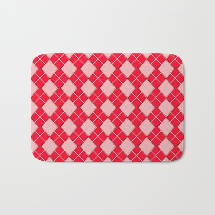 Mesmerizing Pink Argyle Diamond Pattern Bath Mat