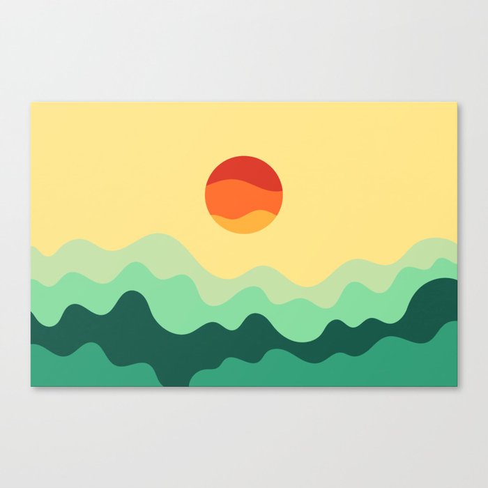Gentle Rising Sun Over Ocean Waves Minimalist Abstract Nature Art In Warm Natural African Color Palette Canvas Print