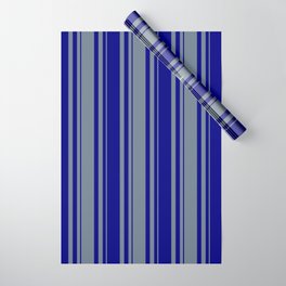[ Thumbnail: Slate Gray and Blue Colored Lined Pattern Wrapping Paper ]