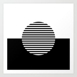 Full Moon On The Horizon - Black White Art Print
