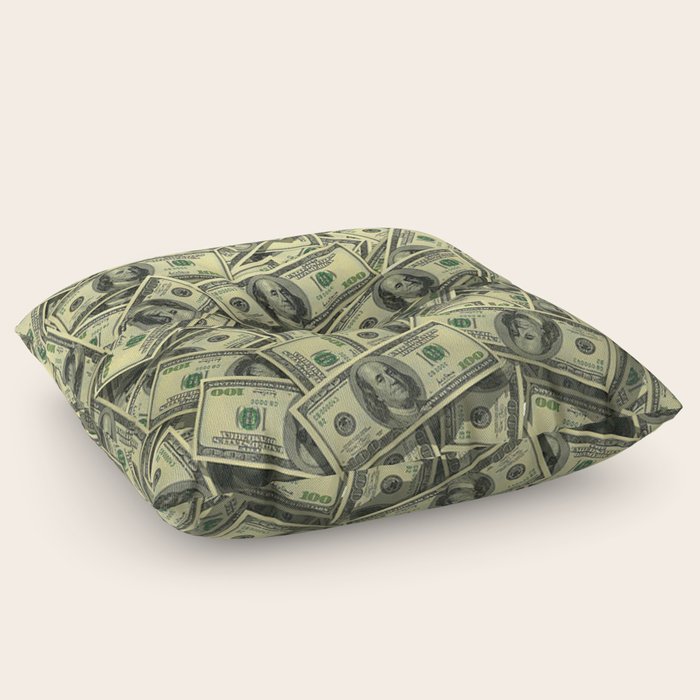 100 Dollar Cash Get Rich Floor Pillow By Greatart Society6