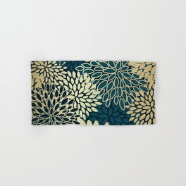 Christmas, Flower Garden, Gold and Teal, Floral Prints Hand & Bath Towel