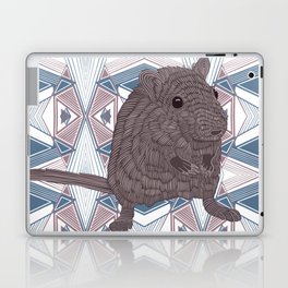 Cute Gerbil on a blue patterned background Laptop Skin