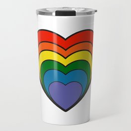 Colourful Rainbow Retro Hippy Heart Travel Mug
