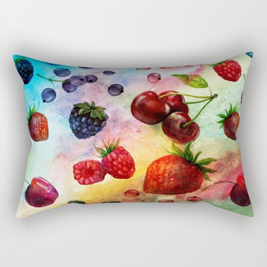 Summer fruits- Fresh strawberry berry pastel pattern Rectangular Pillow