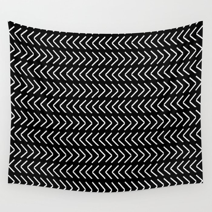 Funnies stripes X Black and white Wall Tapestry