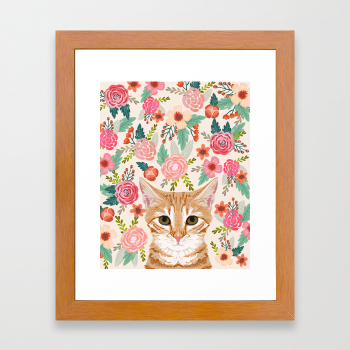 Tabby Cat Florals Cute Spring Garden Kitten Orange Tabby Cat Lady