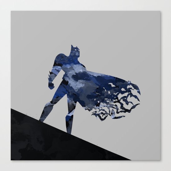 Bat man Dark blue hero Knight comic digital brush Canvas Print
