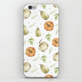 Pumpkin harvest and autumn leaves watercolor iPhone Skin