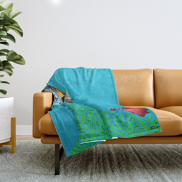 Butterfly & Bigeye fishes Throw Blanket