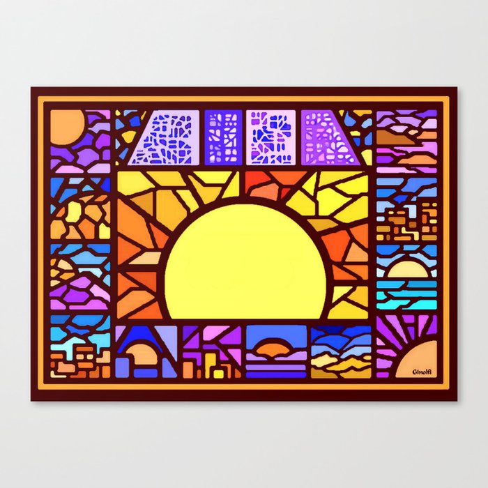 Mosaic Sun Canvas Print