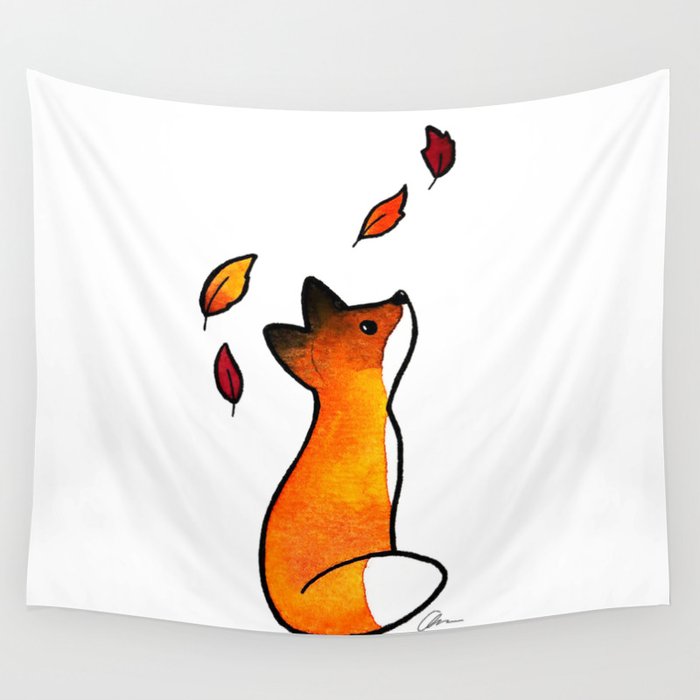 The Fox in The Leaves Wall Tapestry