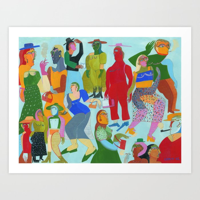 Party People Blue Art Print