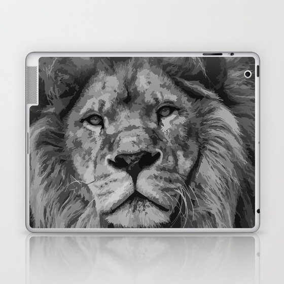 Black and White Lion Paint by Numbers Laptop & iPad Skin