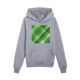 Green Oblique Plaid Modern Pattern Collection Kids Pullover Hoodies