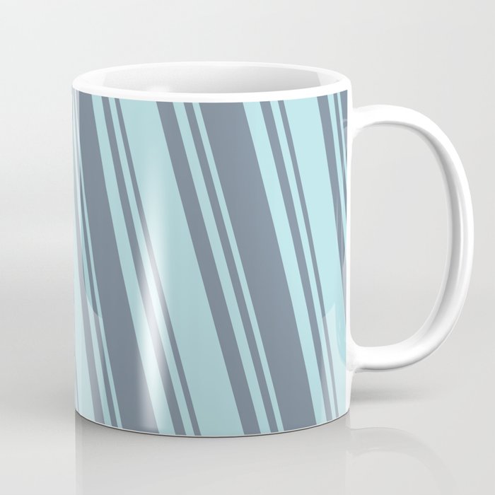 Powder Blue & Slate Gray Colored Stripes Pattern Coffee Mug