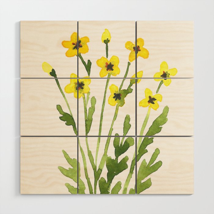 Yellow flowers Wood Wall Art