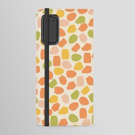 Ink Dot Mosaic Pattern Light Green Orange Mustard Blush Cream Android Wallet Case