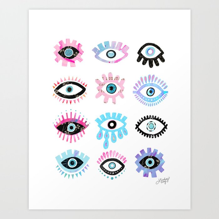 Evil Eyes Pink  Art Print