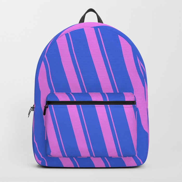 Violet and Royal Blue Colored Lines Pattern Backpack